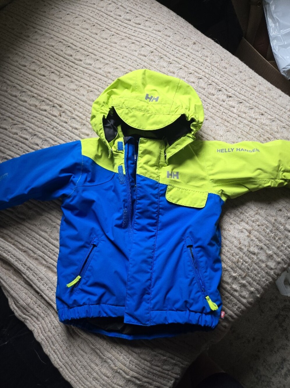 Helly Hansen Kids Blue and Neon Yellow Jacket